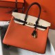 Fake Hermes Tri-Color Birkin 35cm Bag Orange/White/Black Clemence  Replica