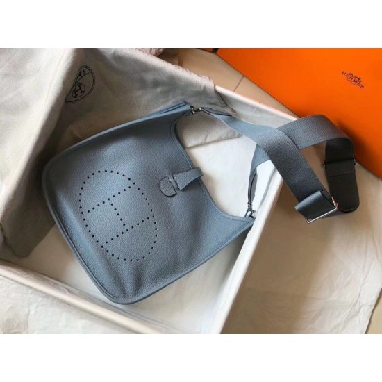 Fake Hermes Evelyne III 29 PM Bag Blue Lin Clemence  Replica