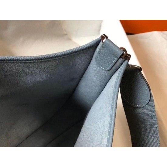 Fake Hermes Evelyne III 29 PM Bag Blue Lin Clemence  Replica
