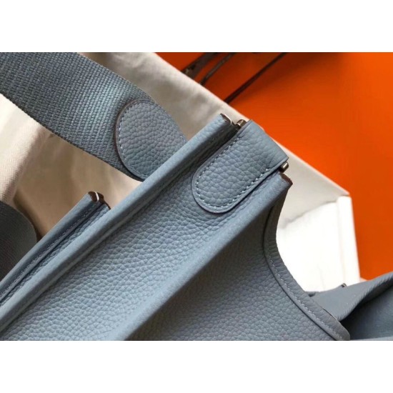 Fake Hermes Evelyne III 29 PM Bag Blue Lin Clemence  Replica