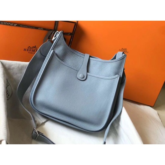 Fake Hermes Evelyne III 29 PM Bag Blue Lin Clemence  Replica