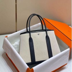 Fake Hermes Garden Party 36cm Bag Toile and Black  Replica
