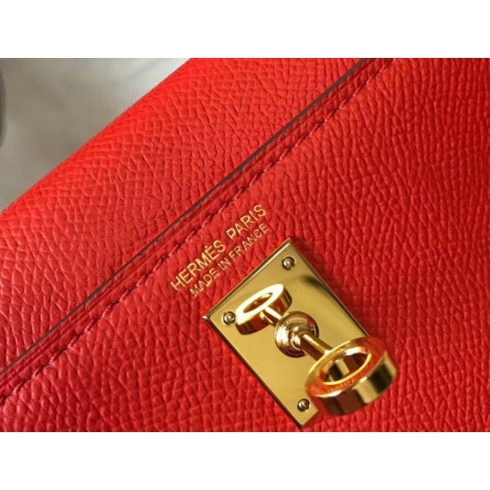Replica Hermes Kelly Mini II Bag Rouge Casaque Epsom 