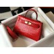 Fake Hermes Kelly Mini II Bag Red Embossed Crocodile  Replica