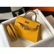 Replica Hermes Kelly Mini II Bag Yellow Embossed Crocodile 