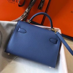 Replica Hermes Kelly Mini II Bag Blue Agate Epsom 