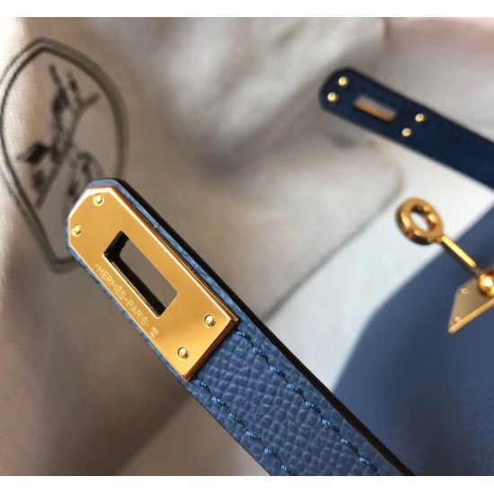 Replica Hermes Kelly Mini II Bag Blue Agate Epsom 
