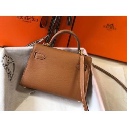 Fake Hermes Kelly Mini II Bag Gold Epsom  Replica