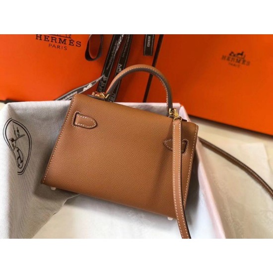 Fake Hermes Kelly Mini II Bag Gold Epsom  Replica