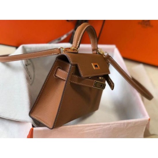 Fake Hermes Kelly Mini II Bag Gold Epsom  Replica