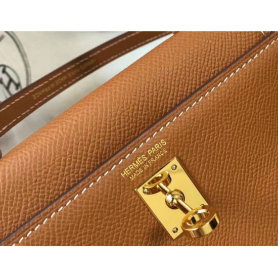 Fake Hermes Kelly Mini II Bag Gold Epsom  Replica