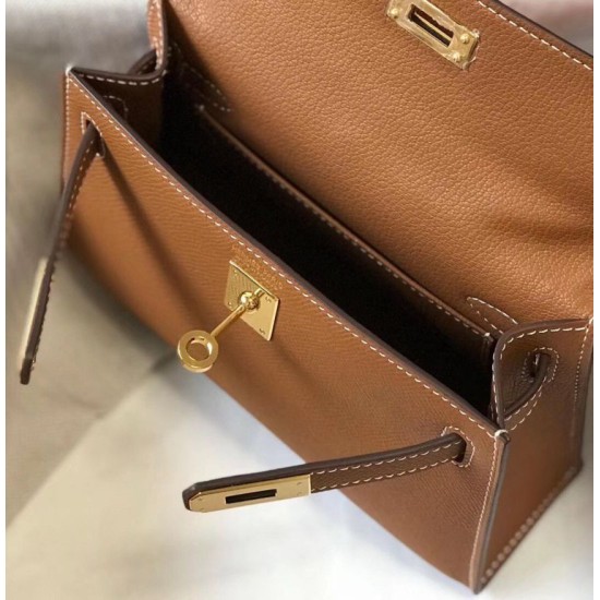 Fake Hermes Kelly Mini II Bag Gold Epsom  Replica