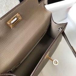 Replica Hermes Kelly Mini II Bag Gris Asphalt Epsom 