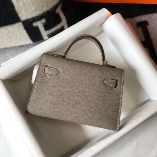 Replica Hermes Kelly Mini II Bag Gris Asphalt Epsom 