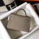 Replica Hermes Kelly Mini II Bag Gris Asphalt Epsom 