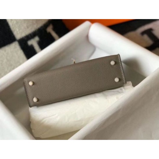 Replica Hermes Kelly Mini II Bag Gris Asphalt Epsom 