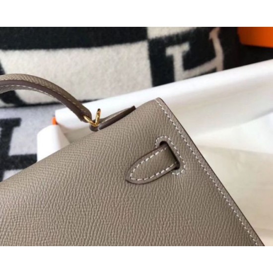Replica Hermes Kelly Mini II Bag Gris Asphalt Epsom 