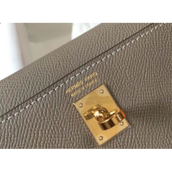 Replica Hermes Kelly Mini II Bag Gris Asphalt Epsom 