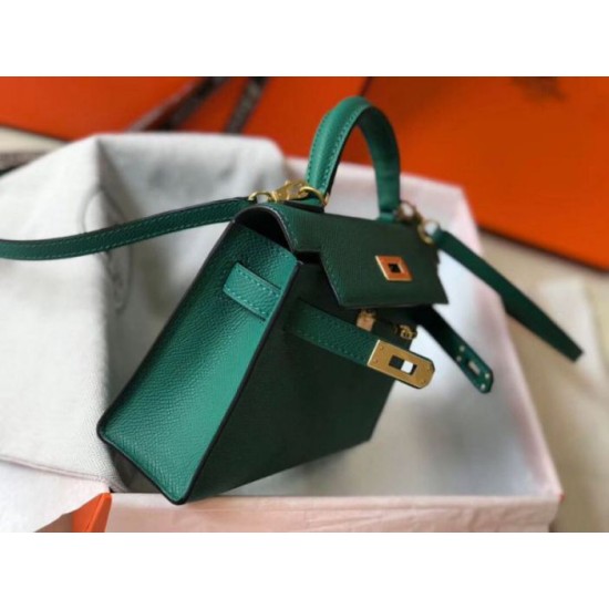 Replica Hermes Kelly Mini II Bag Malachite Epsom 