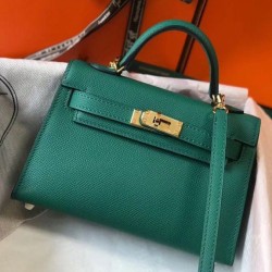 Replica Hermes Kelly Mini II Bag Malachite Epsom 