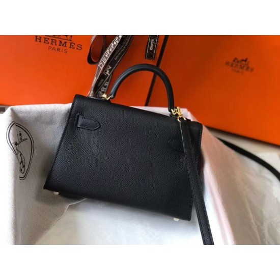 Replica Hermes Kelly Mini II Bag Black Epsom 