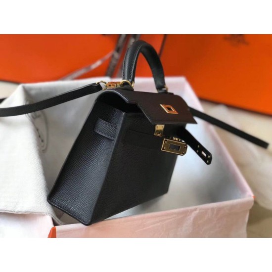 Replica Hermes Kelly Mini II Bag Black Epsom 