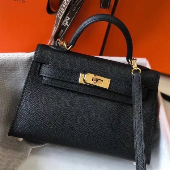 Replica Hermes Kelly Mini II Bag Black Epsom 