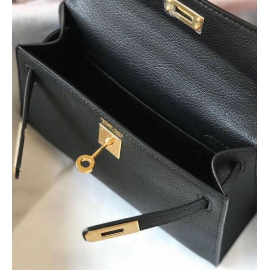 Replica Hermes Kelly Mini II Bag Black Epsom 