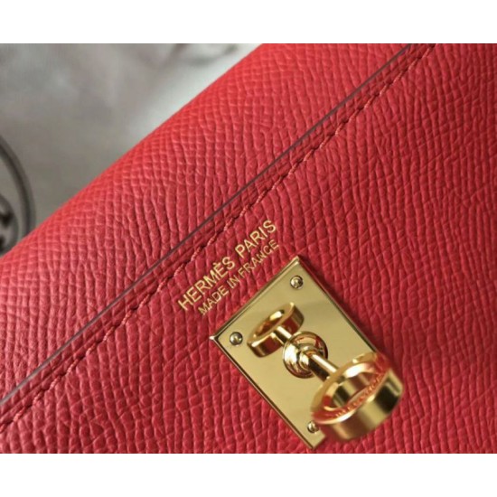 Fake Hermes Kelly Mini II Bag Rouge Vif Epsom  Replica