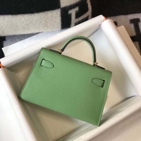 Fake Hermes Kelly Mini II Bag Vert Criquet Epsom  Replica