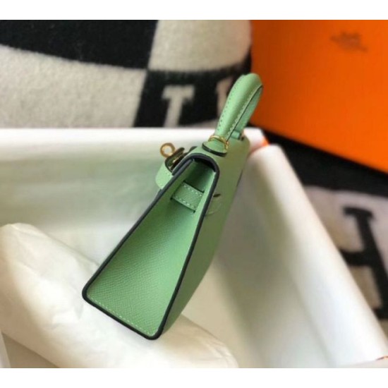 Fake Hermes Kelly Mini II Bag Vert Criquet Epsom  Replica