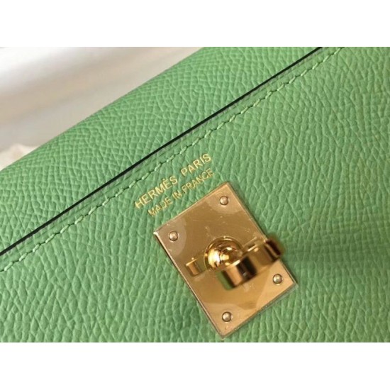 Fake Hermes Kelly Mini II Bag Vert Criquet Epsom  Replica