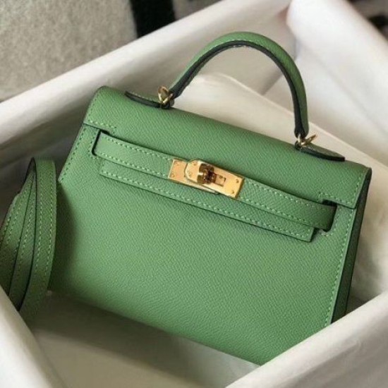 Fake Hermes Kelly Mini II Bag Vert Criquet Epsom  Replica