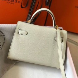 Fake Hermes Kelly Mini II Bag White Epsom  Replica