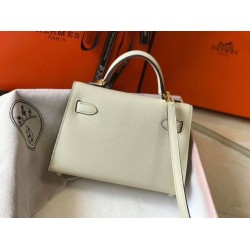 Fake Hermes Kelly Mini II Bag White Epsom  Replica