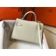 Fake Hermes Kelly Mini II Bag White Epsom  Replica