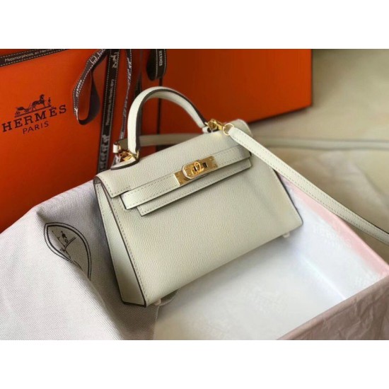 Fake Hermes Kelly Mini II Bag White Epsom  Replica