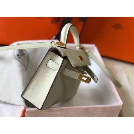 Fake Hermes Kelly Mini II Bag White Epsom  Replica