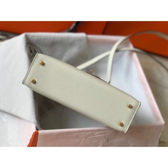 Fake Hermes Kelly Mini II Bag White Epsom  Replica