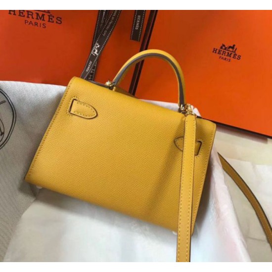 Replica Hermes Kelly Mini II Bag Yellow Epsom 