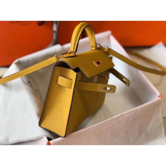 Replica Hermes Kelly Mini II Bag Yellow Epsom 