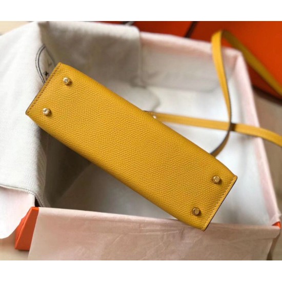 Replica Hermes Kelly Mini II Bag Yellow Epsom 