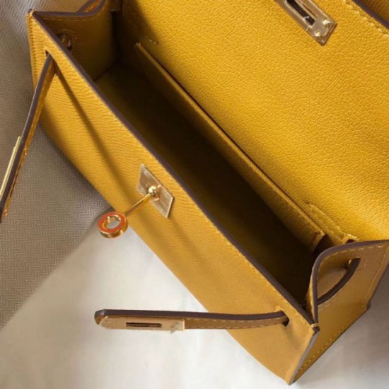Replica Hermes Kelly Mini II Bag Yellow Epsom 
