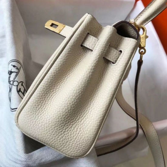 Replica Hermes Mini Kelly 20cm Bag Craie Clemence 