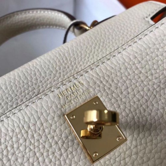 Replica Hermes Mini Kelly 20cm Bag Craie Clemence 