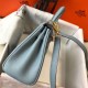 Fake Hermes Mini Kelly 20cm Bag Blue Lin Clemence  Replica