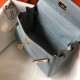 Fake Hermes Mini Kelly 20cm Bag Blue Lin Clemence  Replica