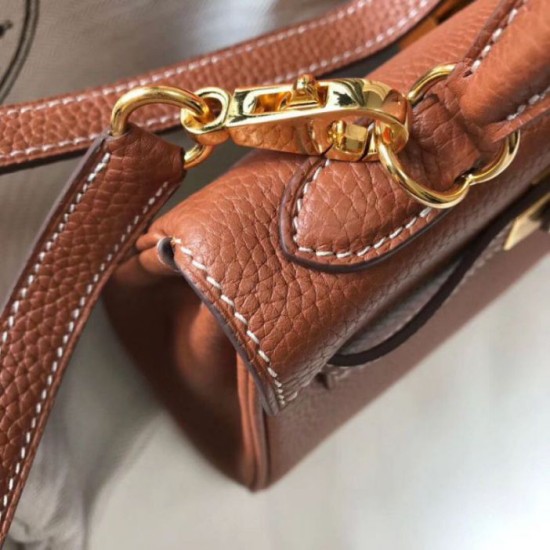 Replica Hermes Mini Kelly 20cm Bag Brown Clemence 
