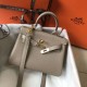 Replica Hermes Mini Kelly 20cm Bag Grey Clemence 