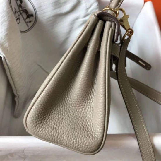 Replica Hermes Mini Kelly 20cm Bag Grey Clemence 